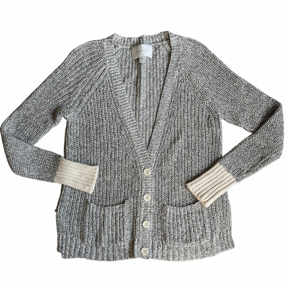 Brochu Walker Chunky Knit Button Front Cardigan Gray/Ivory Eclectic Grandpa - M